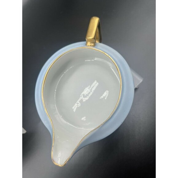 Heinrich & Co Selb Bavaria Creamer and Sugar Porcelain Blue Floral Gold 6075 - Picture 5 of 8